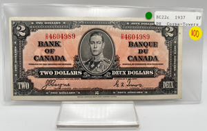 1937 Bank of Canada Two Dollars EF-40 Serial-DR 4604989