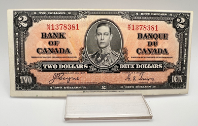 1937 Bank of Canada Two Dollars EF-40 Serial-KR 1378381