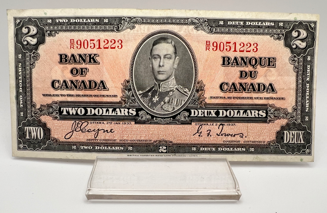 1937 Bank of Canada Two Dollars VF-30 Serial-BR 9051223