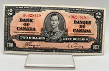 1937 Bank of Canada Two Dollars VF-30 Serial-JR 0628418