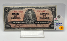 1937 Bank of Canada Two Dollars VF-20 Serial-BR 0018560