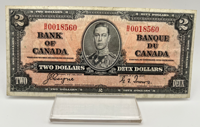 1937 Bank of Canada Two Dollars VF-20 Serial-BR 0018560