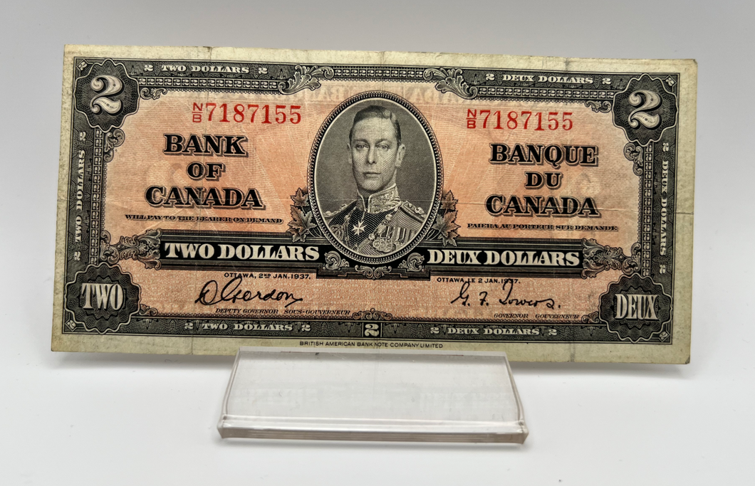 1937 Bank of Canada Two Dollars VF-20 Serial-NB 7187155