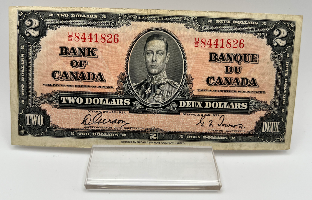 1937 Bank of Canada Two Dollars VF-20 Serial-UB 8441826