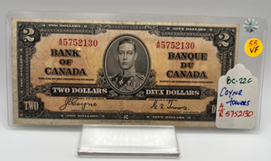 1937 Bank of Canada Two Dollars VF-20 Serial-AR 5752130