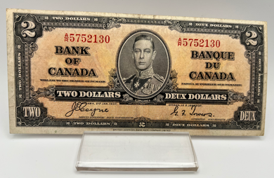 1937 Bank of Canada Two Dollars VF-20 Serial-AR 5752130