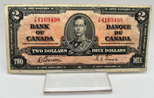 1937 Bank of Canada Two Dollars VF-20 Serial-YB 4169498