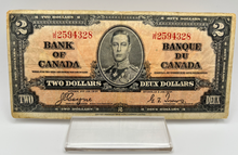 1937 Bank of Canada Two Dollars F-12 Serial-JR 2594328