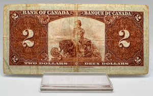 1937 Bank of Canada Two Dollars F-12 Serial-JR 2594328