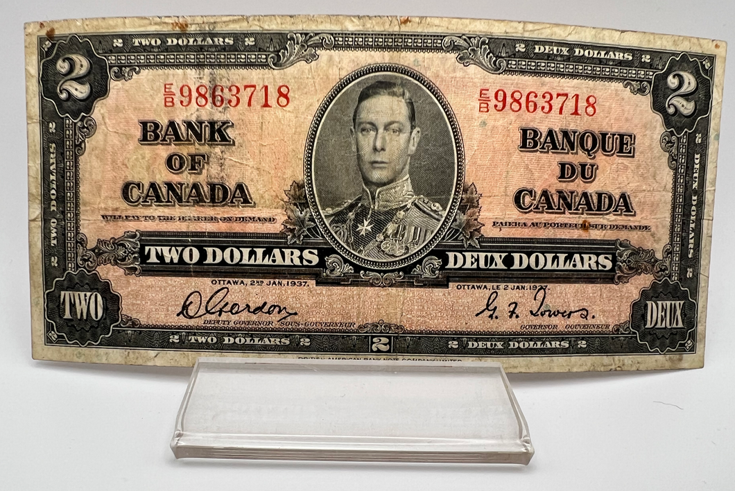 1937 Bank of Canada Two Dollars F-12 Serial-EB 9863718