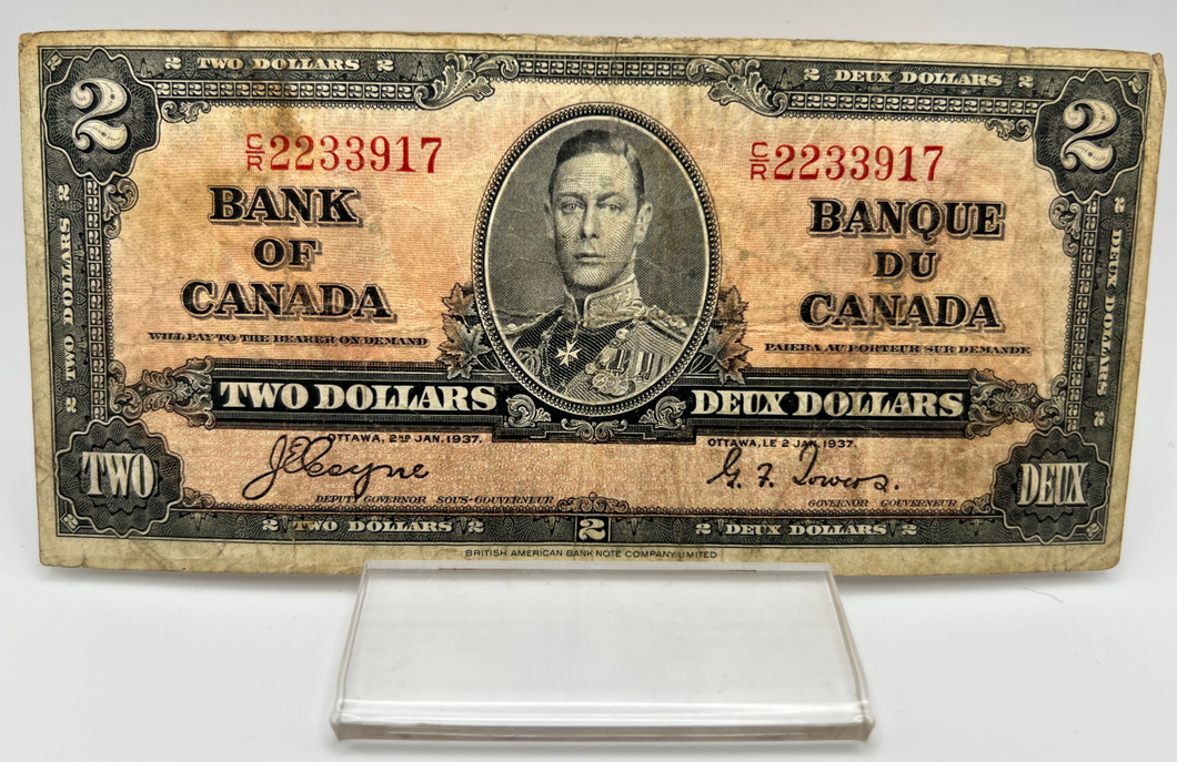 1937 Bank of Canada Two Dollars F-12 Serial-CR 2233917