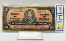 1937 Bank of Canada Two Dollars VG-8 Serial-ZB 0085548