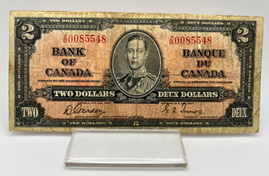 1937 Bank of Canada Two Dollars VG-8 Serial-ZB 0085548