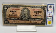 1937 Bank of Canada Two Dollars VG-8 Serial-CR 3018980