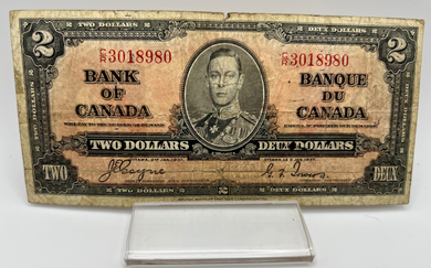 1937 Bank of Canada Two Dollars VG-8 Serial-CR 3018980