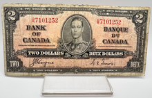 1937 Bank of Canada Two Dollars G-4 Serial-DR 7101252