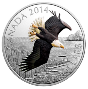 2014 Canada 20 Dollars Fine Silver Coin, Soaring Bald Eagle