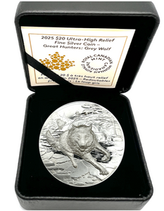 2025 Canada 20 Dollars Fine Silver Coin, Great hunters-Grey wolf