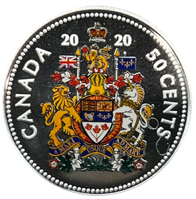 2020 Canada Fine Silver Colourised  Proof Coat of Arms  - 50 Cents