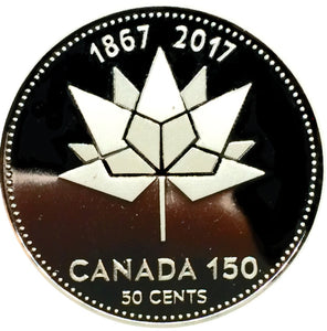 2017 Canada Fifty Cents Silver proof Heavy cameo 150th Anniversary of Canada
