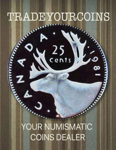 1981 Canada Nickel Quarter Proof Caribou - 25 Cents