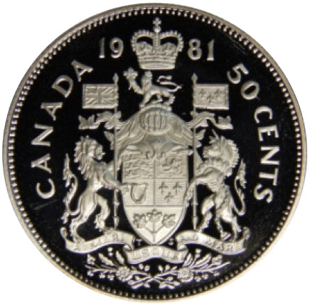 1981 Canada Fifty Cents  Nickel Proof Heavy Cameo