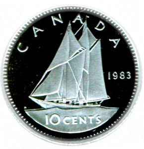 1983 Canada Ten Cents Nickel proof Heavy cameo
