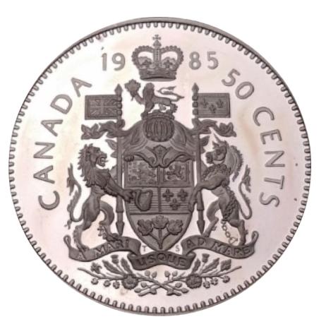 1985 Canada Fifty Cents Nickel proof Heavy cameo