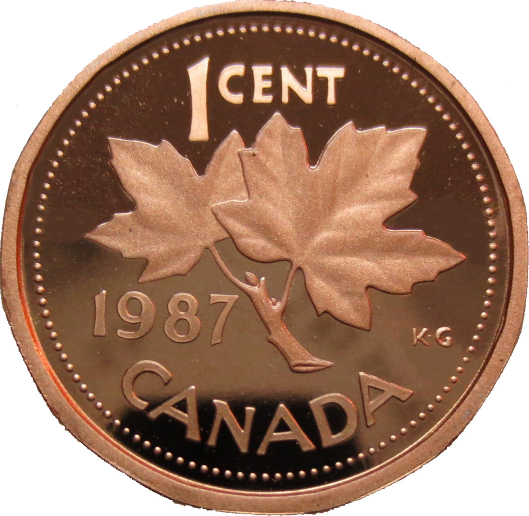 1987 Canada 1 Cent Penny Proof Heavy Cameo