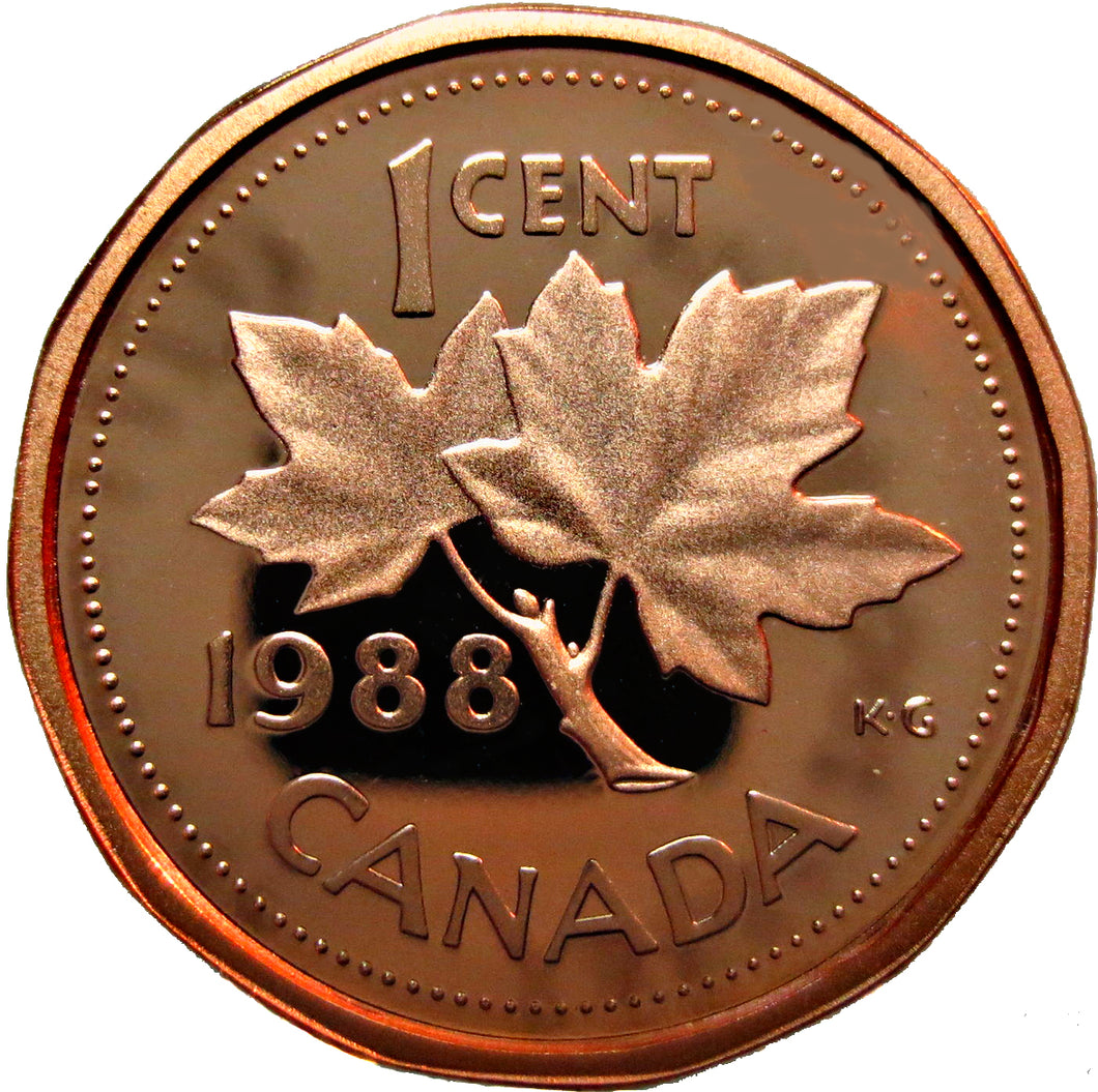 1988 Canada 1 Cent Penny Proof Heavy Cameo