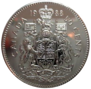 1988 Canada Fifty Cents Nickel proof Heavy cameo