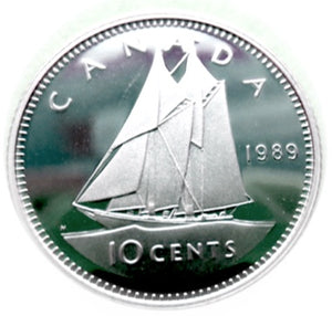 1989 Canada Ten Cents Nickel proof Heavy cameo