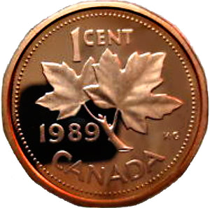1989 Canada 1 Cent Penny Proof Heavy Cameo
