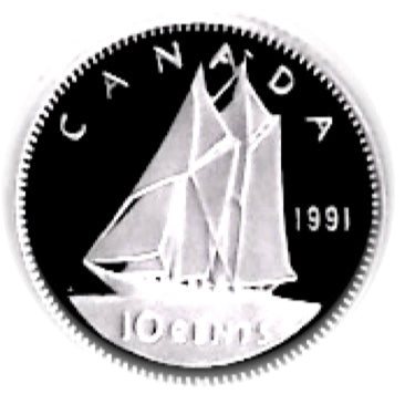 1991 Canada Ten Cents Nickel proof Heavy cameo