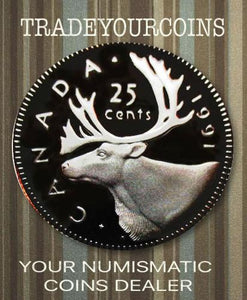 1991 Canada Nickel Quarter Proof Caribou - 25 Cents