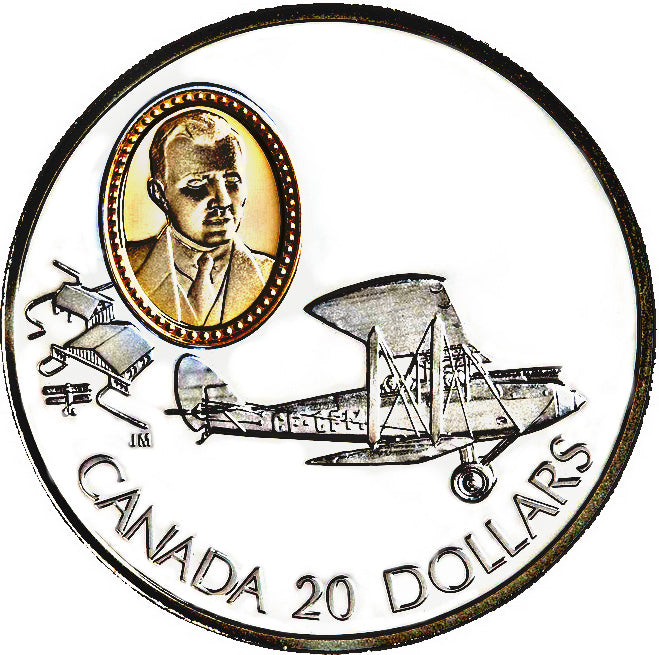 1992 Canada 20$ De Havilland Gispy Moth-Aviation commemoratives Series one, Coin # 6
