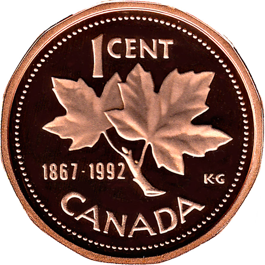 1992 Canada 1 Cent Penny Proof Heavy Cameo