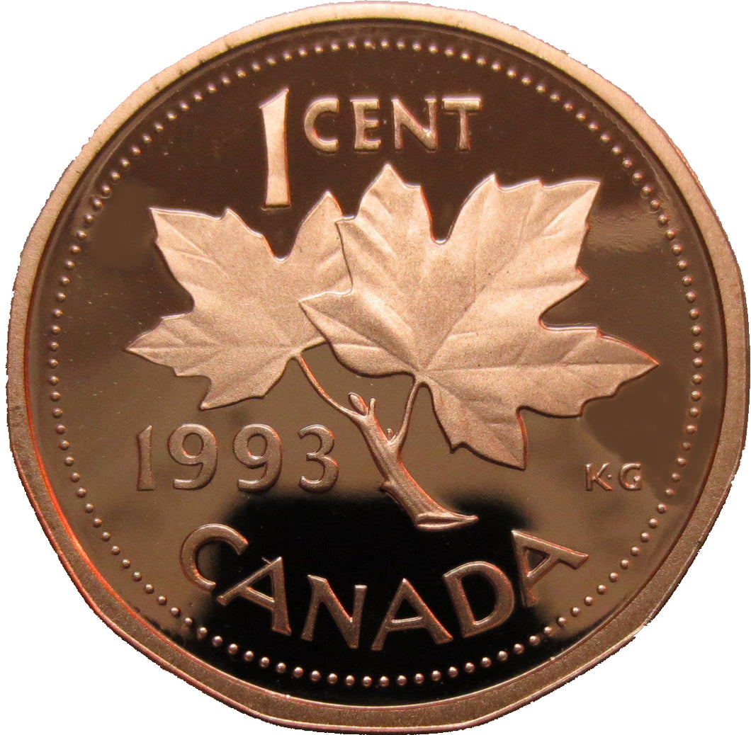 1993 Canada 1 Cent Penny Proof Heavy Cameo