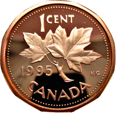 1995 Canada 1 Cent Penny Proof Heavy Cameo