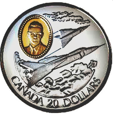 1996 Canada 20$ Avro Canada CF-105 Arrow-Aviation commemoratives Series two, Coin # 4
