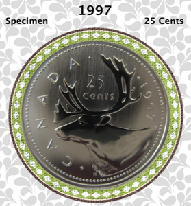 1997 Canada Nickel Quarter Specimen Caribou - 25 Cents