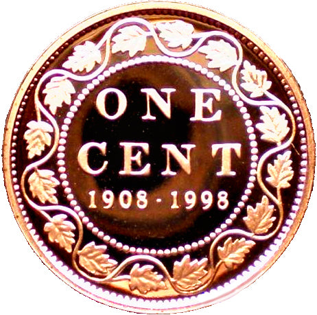 1908-1998  Canada 1 Cent Penny Proof Heavy Cameo - Trade your coins