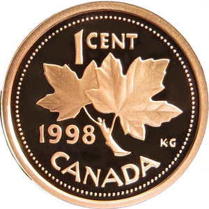 1998 Canada 1 Cent Penny Proof Heavy Cameo