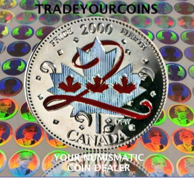 2000 Canada Nickel Coloured Quarter - 25 Cents Canada Day-Pride UNC