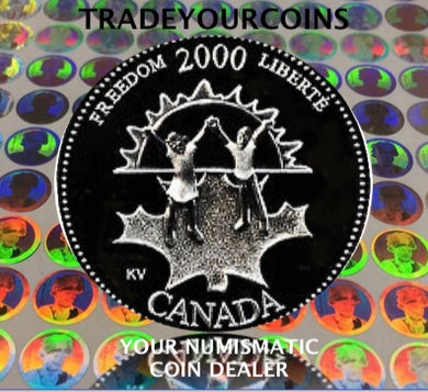 2000 Canada Sterling Silver Quarter Proof - 25 Cents Commemorative Millenium-November, Freedom