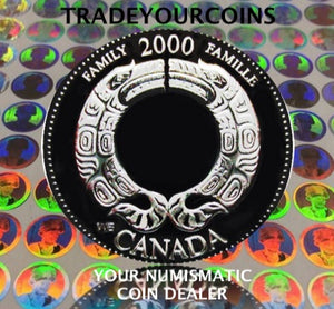 2000 Canada Sterling Silver Quarter Proof - 25 Cents Commemorative Millenium-August, Family