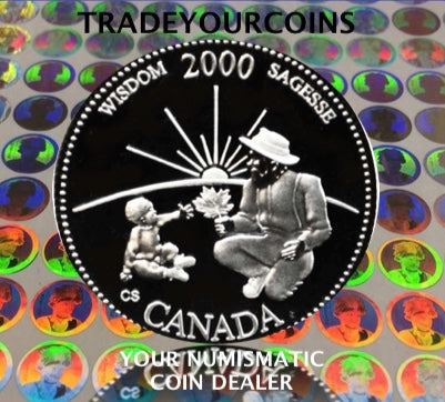 2000 Canada Sterling Silver Quarter Proof - 25 Cents Commemorative Millenium-September, Wisdom