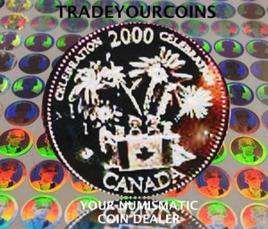 2000 Canada Nickel Coloured Quarter - 25 Cents Canada Day- UNC