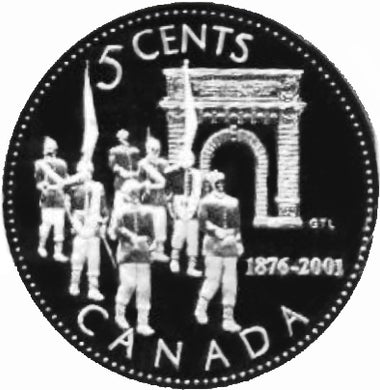2001 Canada Five Cents Sterling proof Heavy cameo-Royal Military College of Canada