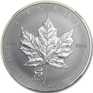 2001 Silver maple Leaf with Privy Marks-Snake